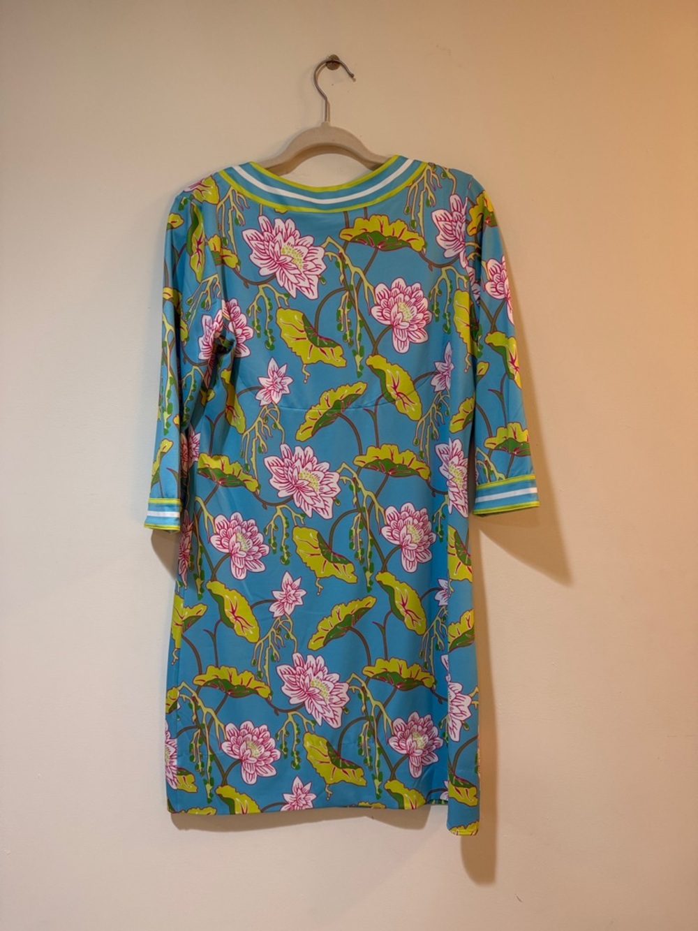 Gretchen Scott Designs Sky Blue Floral Shift Dress with Pink & Green Motif - Picture 8 of 9